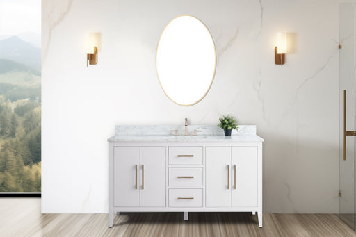 60" Single Sink Modern Freestanding Bathroom Vanity Set with Arabescato White Engineered Marble Top – Storage Cabinet with Soft-Closing Doors & Drawers VA9060S - HomeBeyond