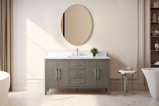 60" Single Sink Modern Freestanding Bathroom Vanity Set with Arabescato White Engineered Marble Top – Storage Cabinet with Soft-Closing Doors & Drawers VA9060S - HomeBeyond