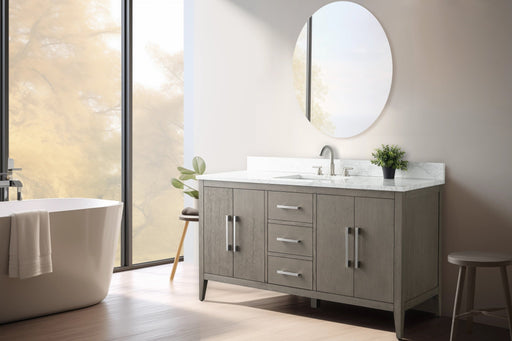 60" Single Sink Modern Freestanding Bathroom Vanity Set with Arabescato White Engineered Marble Top – Storage Cabinet with Soft-Closing Doors & Drawers VA9060S - HomeBeyond