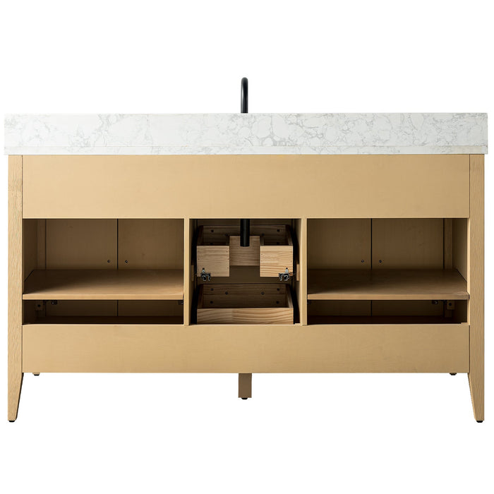 60" Single Sink Modern Freestanding Bathroom Vanity Set with Arabescato White Engineered Marble Top – Storage Cabinet with Soft-Closing Doors & Drawers VA9060S - HomeBeyond
