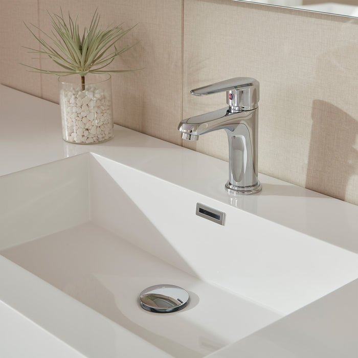 60" Single Sink Modern Freestanding Bathroom Vanity Set with White Engineered Stone Top – Storage Cabinet with Soft-Closing Drawers VA6060WF - HomeBeyond