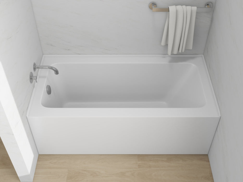 60" x 30" Alcove Soaking Acrylic Bathtub with 3 Side Tiling Flange - HomeBeyond
