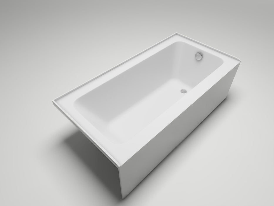 60" x 30" Alcove Soaking Acrylic Bathtub with 3 Side Tiling Flange - HomeBeyond