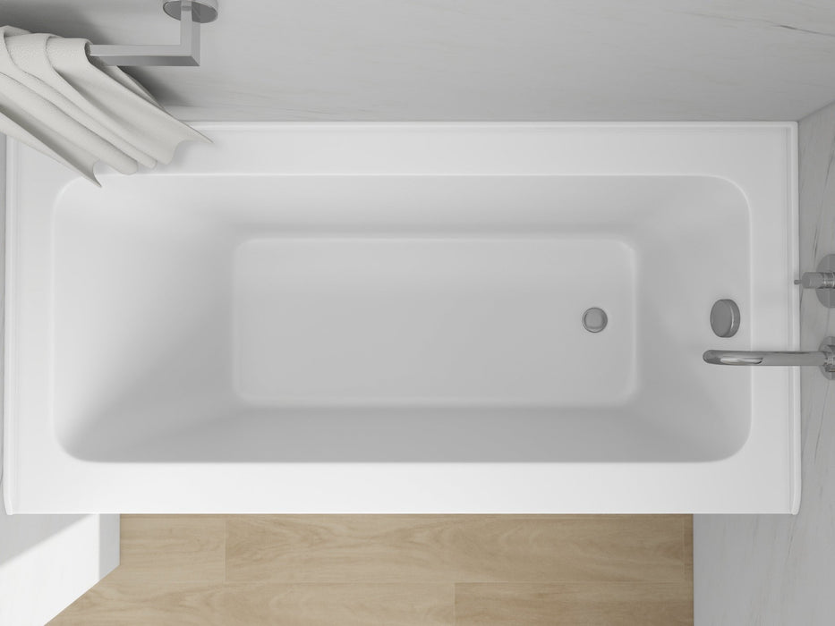 60" x 30" Modern Alcove Soaking Acrylic Bathtub with 3-Side Integral Tiling Flange Right Drain VA6302-LR - HomeBeyond