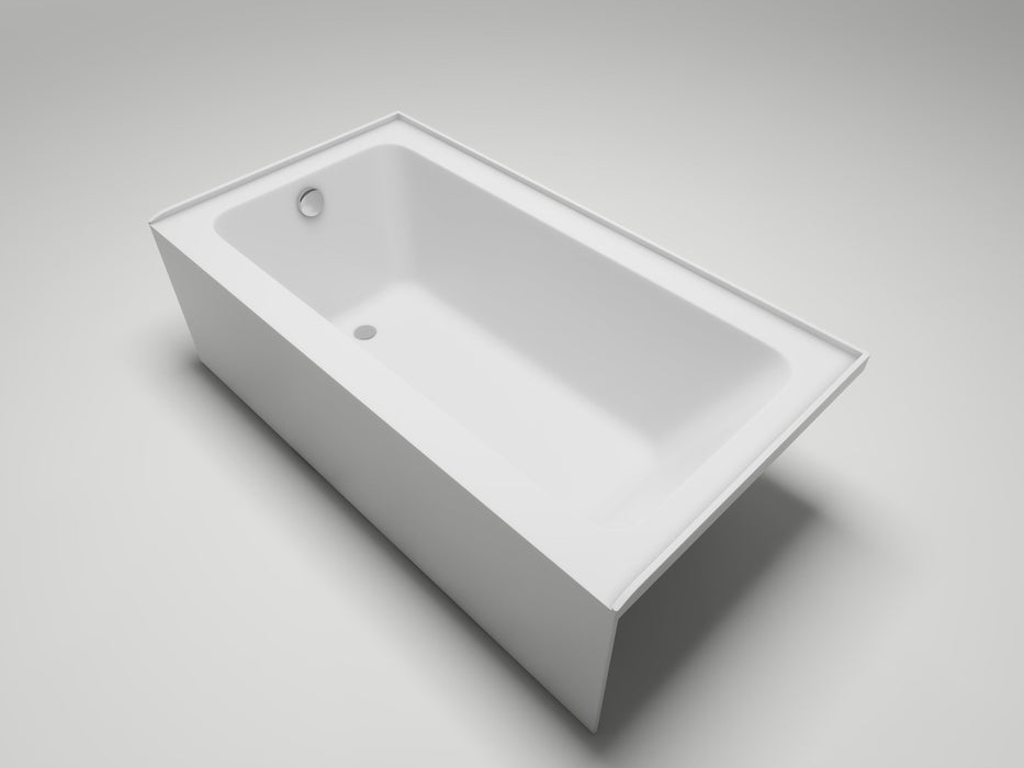 60" x 32" Alcove Soaking Acrylic Bathtub with 3 Side Tiling Flange - HomeBeyond