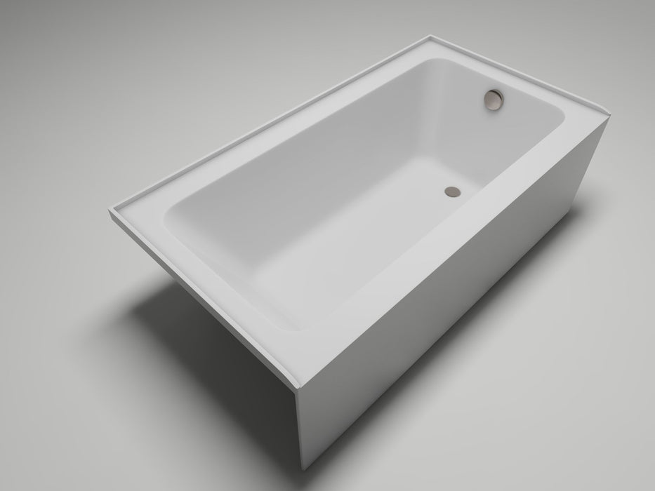 60" x 32" Alcove Soaking Acrylic Bathtub with 3 Side Tiling Flange - HomeBeyond