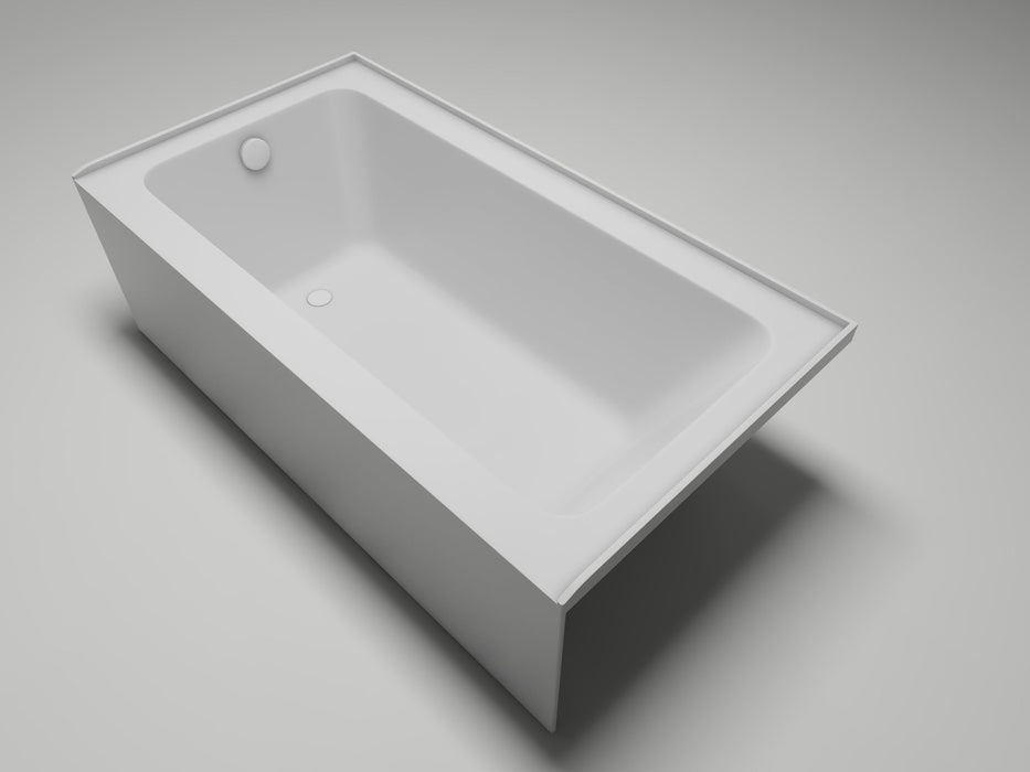 60" x 32" Alcove Soaking Acrylic Bathtub with 3 Side Tiling Flange - HomeBeyond