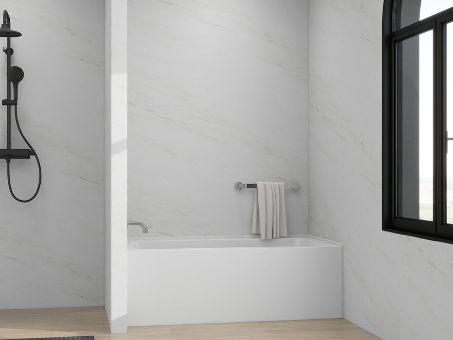 60" x 32" Alcove Soaking Acrylic Bathtub with 3 Side Tiling Flange - HomeBeyond
