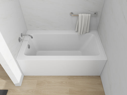 60" x 32" Alcove Soaking Acrylic Bathtub with 3 Side Tiling Flange - HomeBeyond