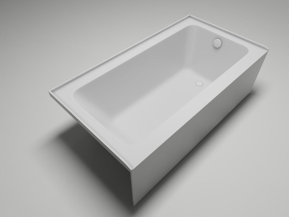 60" x 32" Alcove Soaking Acrylic Bathtub with 3 Side Tiling Flange - HomeBeyond