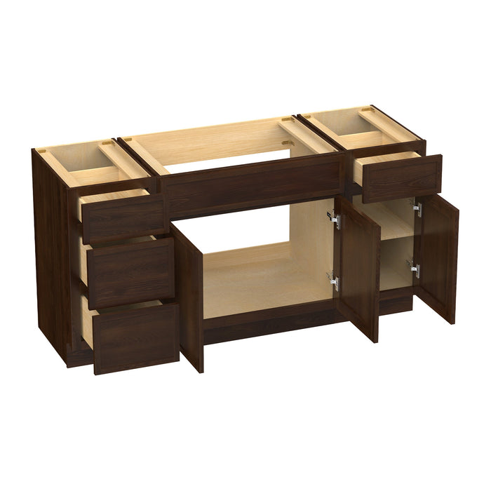 63" Modern Freestanding Birch & Plywood Bathroom Vanity Base Only – Shaker Style Storage Cabinet with 4 Drawers & 3 Doors VA41153-33-151 - HomeBeyond