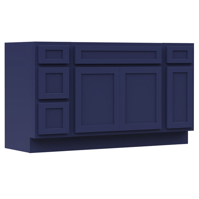63" Modern Freestanding Oak Bathroom Vanity Base Only – Shaker Style Storage Cabinet with 4 Drawers & 3 Doors VA40123-39-121 - HomeBeyond