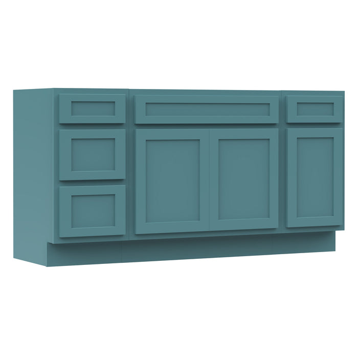 63" Modern Freestanding Oak Bathroom Vanity Base Only – Shaker Style Storage Cabinet with 4 Drawers & 3 Doors VA40153-33-151 - HomeBeyond