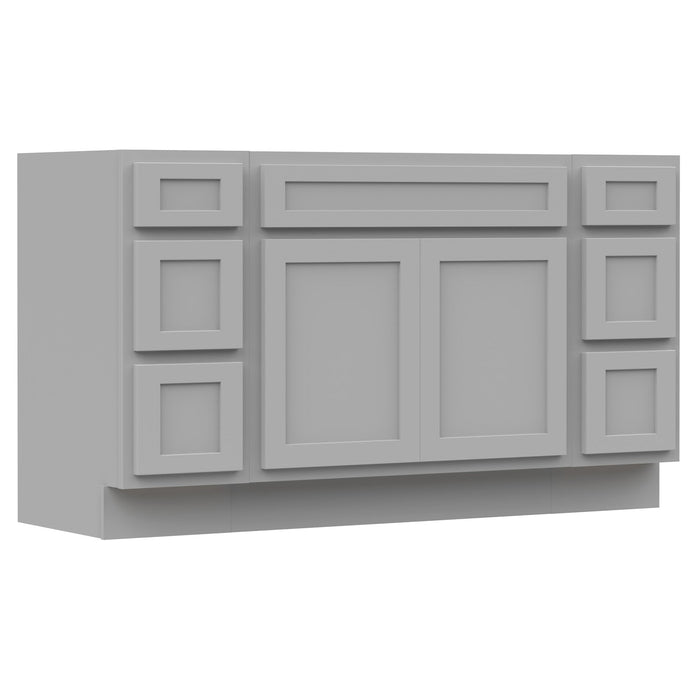63" Modern Freestanding Oak Bathroom Vanity Base Only – Shaker Style Storage Cabinet with 6 Drawers & 2 Doors VA40123-39-123 - HomeBeyond