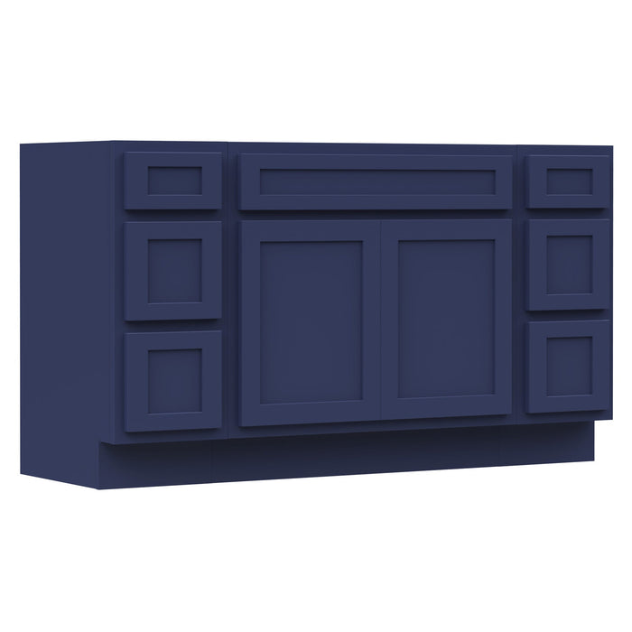 63" Modern Freestanding Oak Bathroom Vanity Base Only – Shaker Style Storage Cabinet with 6 Drawers & 2 Doors VA40123-39-123 - HomeBeyond