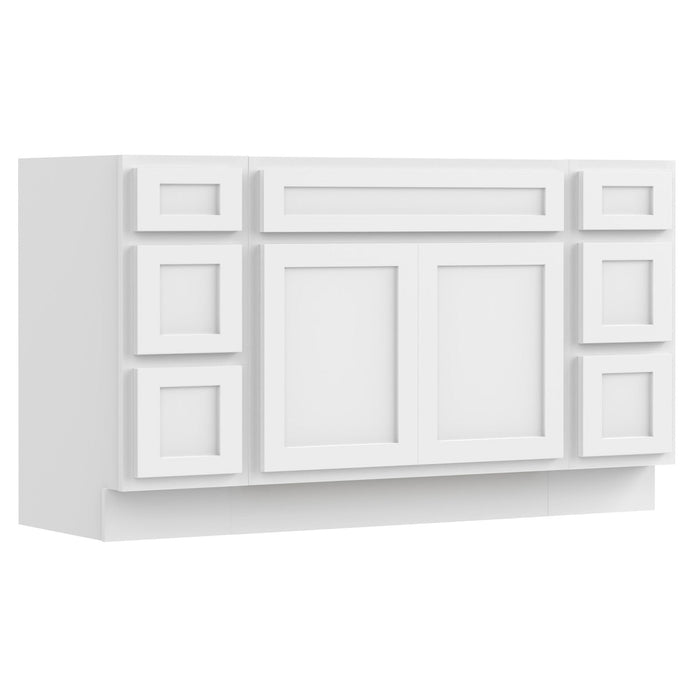 63" Modern Freestanding Oak Bathroom Vanity Base Only – Shaker Style Storage Cabinet with 6 Drawers & 2 Doors VA40123-39-123 - HomeBeyond