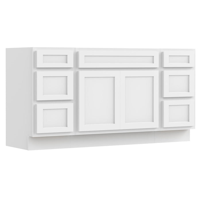 63" Modern Freestanding Oak Bathroom Vanity Base Only – Shaker Style Storage Cabinet with 6 Drawers & 2 Doors VA40153-33-153 - HomeBeyond