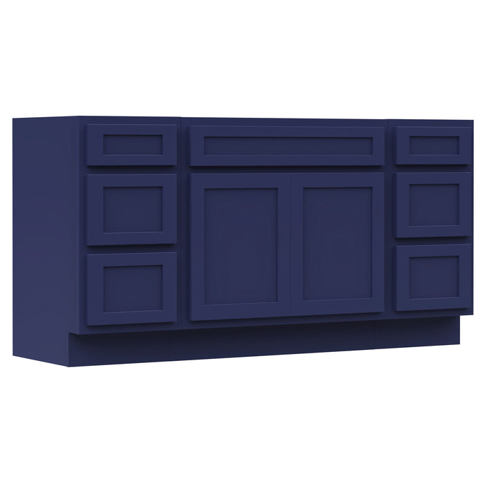 63" Modern Freestanding Oak Bathroom Vanity Base Only – Shaker Style Storage Cabinet with 6 Drawers & 2 Doors VA40153-33-153 - HomeBeyond