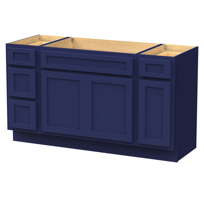 63" Oak Bathroom Vanity Cabinet without Top - 4 Drawers & 3 Doors - HomeBeyond