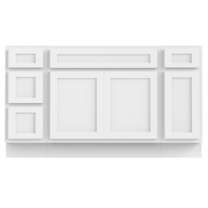 63" Oak Bathroom Vanity Cabinet without Top - 4 Drawers & 3 Doors - HomeBeyond