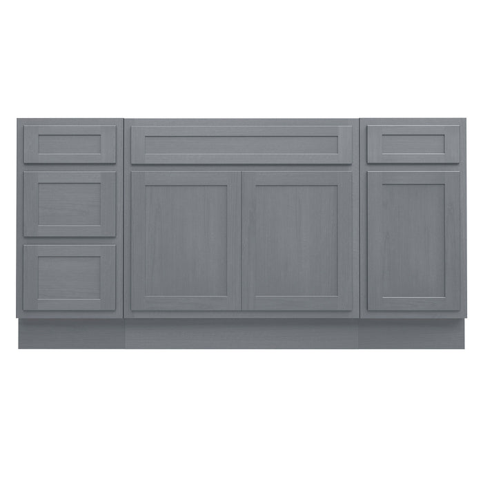 63" Oak Bathroom Vanity Cabinet without Top - 4 Drawers & 3 Doors - HomeBeyond