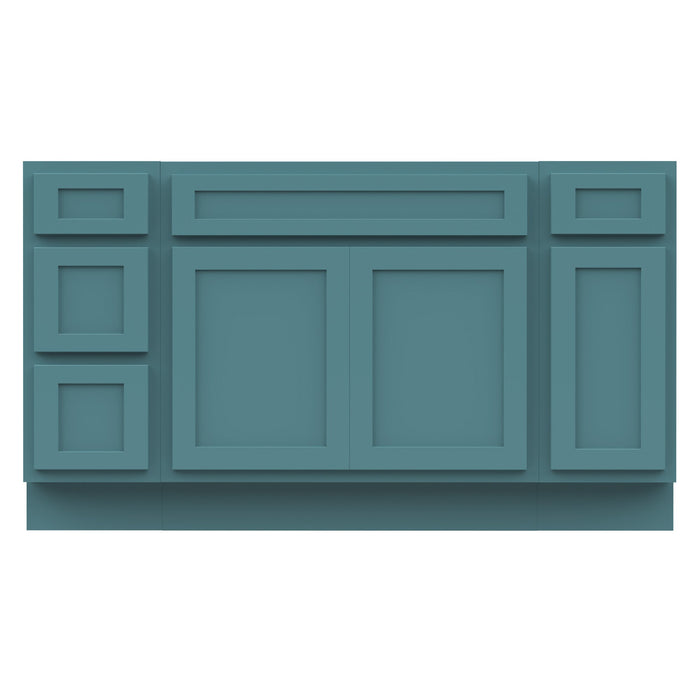 63" Oak Bathroom Vanity Cabinet without Top - 4 Drawers & 3 Doors - HomeBeyond