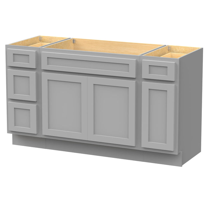 63" Oak Bathroom Vanity Cabinet without Top - 4 Drawers & 3 Doors - HomeBeyond
