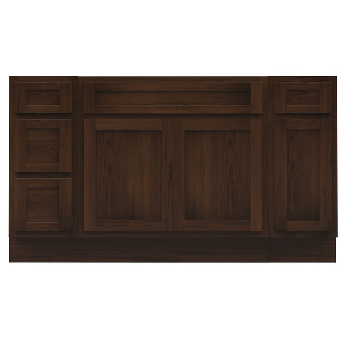 63" Oak Bathroom Vanity Cabinet without Top - 4 Drawers & 3 Doors - HomeBeyond