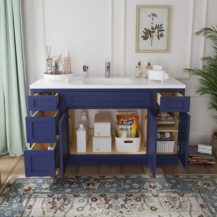 63" Oak Bathroom Vanity Cabinet without Top - 4 Drawers & 3 Doors - HomeBeyond