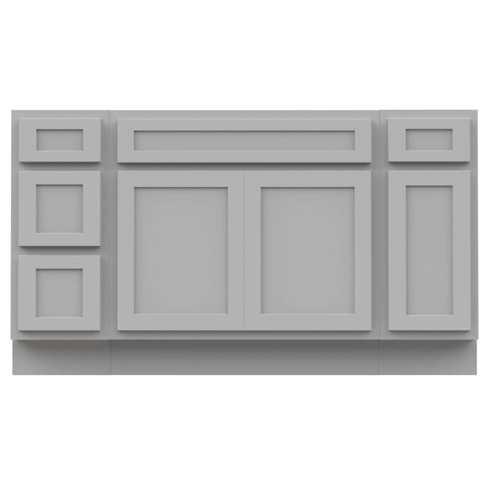 63" Oak Bathroom Vanity Cabinet without Top - 4 Drawers & 3 Doors - HomeBeyond