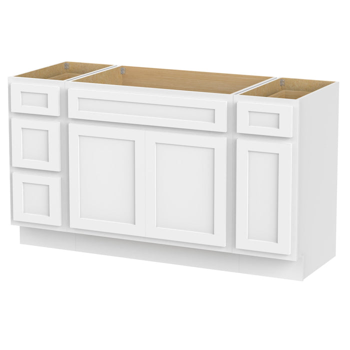63" Oak Bathroom Vanity Cabinet without Top - 4 Drawers & 3 Doors - HomeBeyond