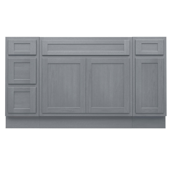 63" Oak Bathroom Vanity Cabinet without Top - 4 Drawers & 3 Doors - HomeBeyond