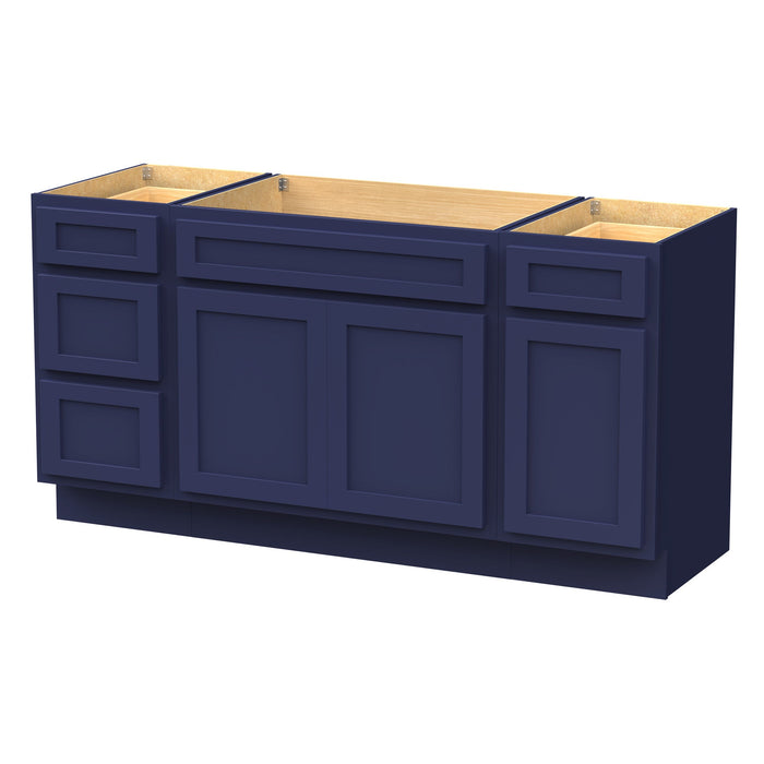 63" Oak Bathroom Vanity Cabinet without Top - 4 Drawers & 3 Doors - HomeBeyond