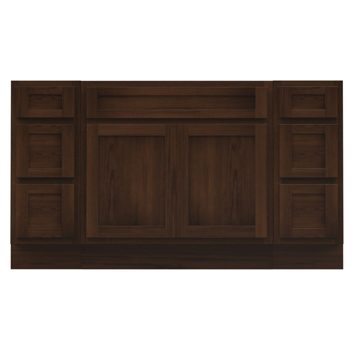 63" Oak Bathroom Vanity Cabinet without Top - 6 Drawers & 2 Doors - HomeBeyond