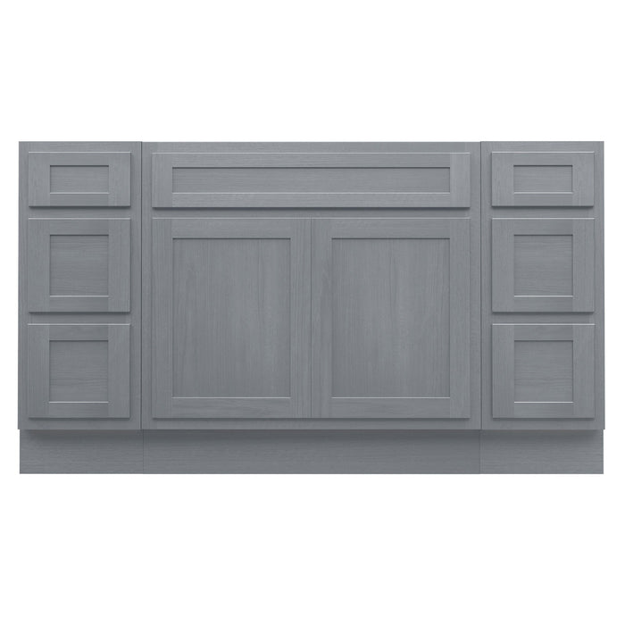 63" Oak Bathroom Vanity Cabinet without Top - 6 Drawers & 2 Doors - HomeBeyond