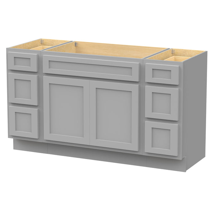 63" Oak Bathroom Vanity Cabinet without Top - 6 Drawers & 2 Doors - HomeBeyond