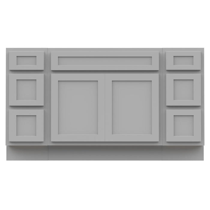 63" Oak Bathroom Vanity Cabinet without Top - 6 Drawers & 2 Doors - HomeBeyond