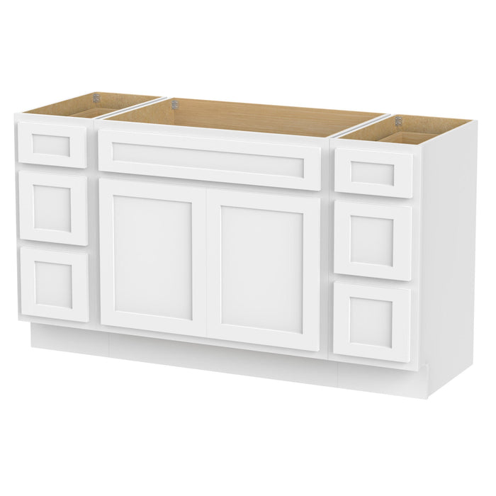 63" Oak Bathroom Vanity Cabinet without Top - 6 Drawers & 2 Doors - HomeBeyond