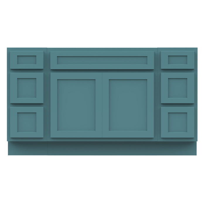 63" Oak Bathroom Vanity Cabinet without Top - 6 Drawers & 2 Doors - HomeBeyond