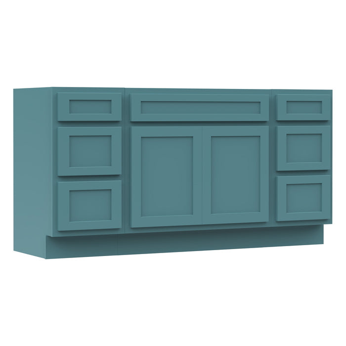 63" Oak Bathroom Vanity Cabinet without Top - 6 Drawers & 2 Doors - HomeBeyond