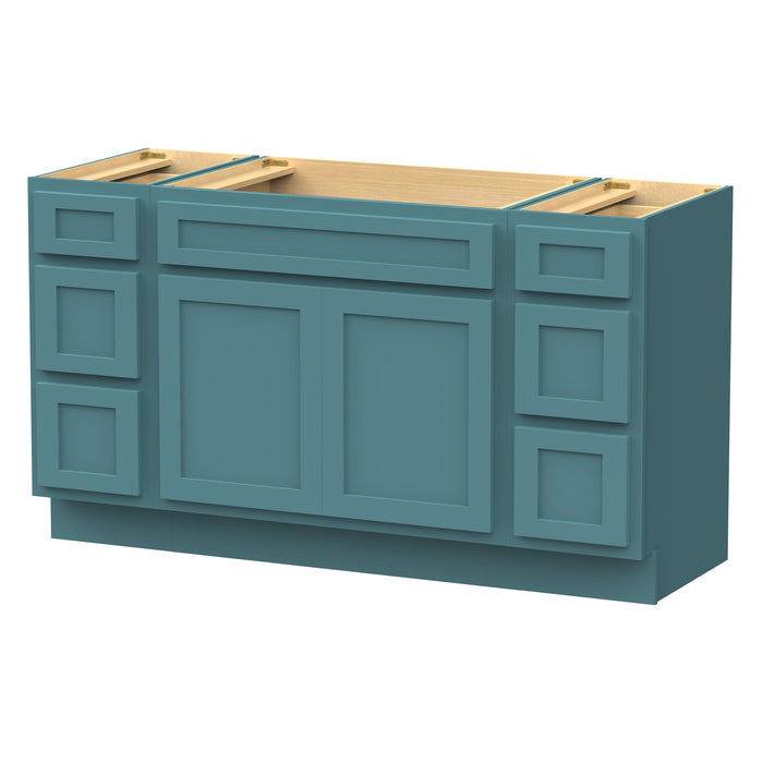 63" Oak Bathroom Vanity Cabinet without Top - 6 Drawers & 2 Doors - HomeBeyond