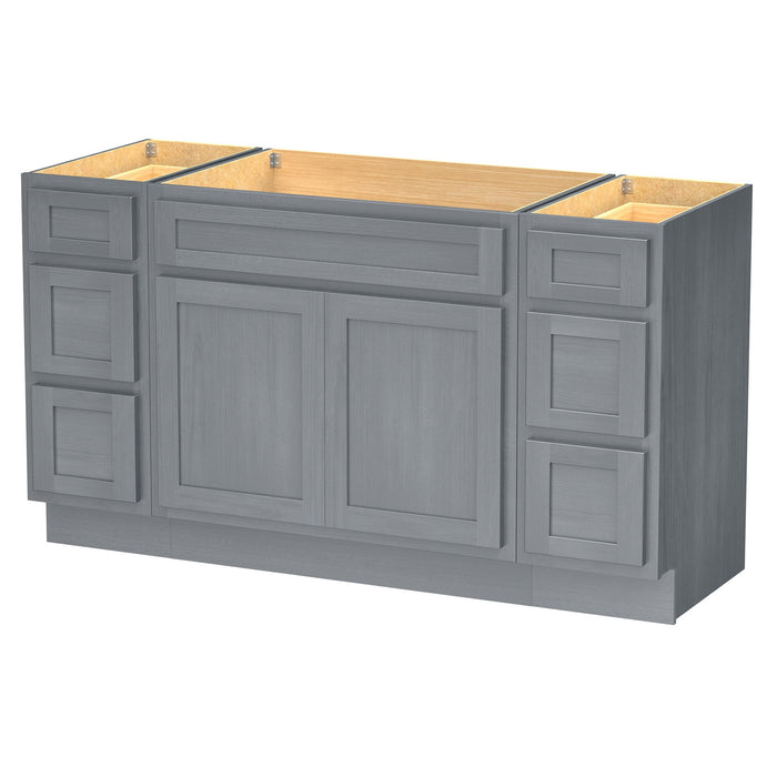63" Oak Bathroom Vanity Cabinet without Top - 6 Drawers & 2 Doors - HomeBeyond