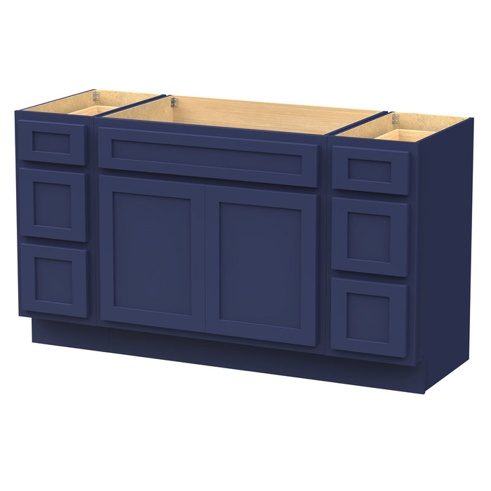 63" Oak Bathroom Vanity Cabinet without Top - 6 Drawers & 2 Doors - HomeBeyond