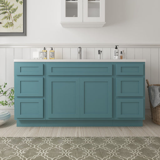 63" Oak Bathroom Vanity Cabinet without Top - 6 Drawers & 2 Doors - HomeBeyond