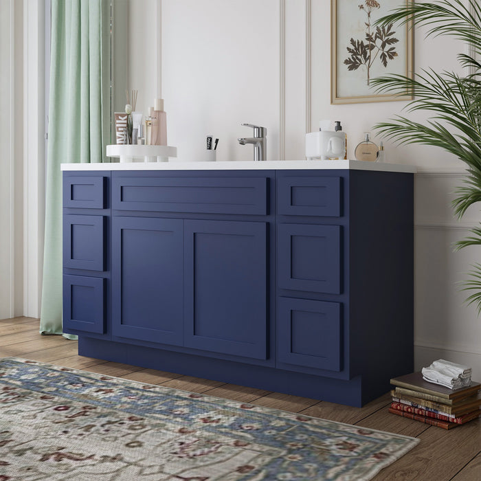 63" Oak Bathroom Vanity Cabinet without Top - 6 Drawers & 2 Doors - HomeBeyond
