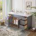 63" Oak Bathroom Vanity Cabinet without Top - 6 Drawers & 2 Doors - HomeBeyond