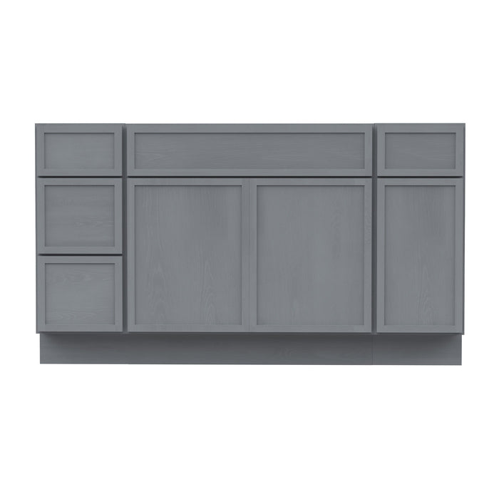 63" Plywood Bathroom Vanity Cabinet without Top - 4 Drawers & 3 Doors - HomeBeyond