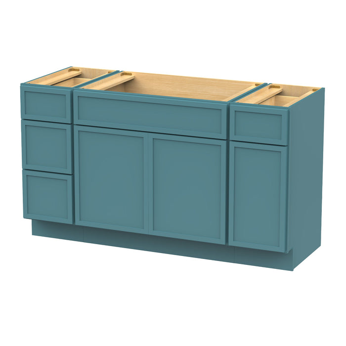 63" Plywood Bathroom Vanity Cabinet without Top - 4 Drawers & 3 Doors - HomeBeyond