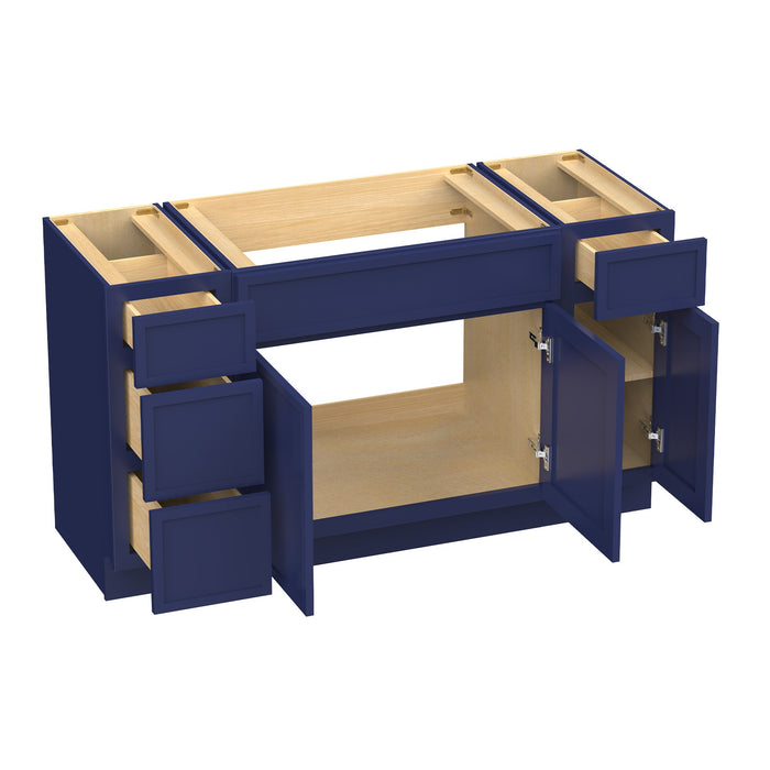 63" Plywood Bathroom Vanity Cabinet without Top - 4 Drawers & 3 Doors - HomeBeyond