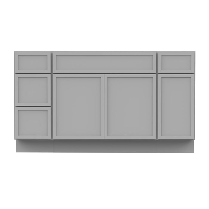 63" Plywood Bathroom Vanity Cabinet without Top - 4 Drawers & 3 Doors - HomeBeyond